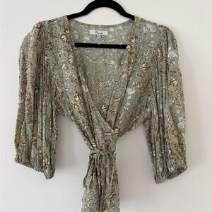 Floral Wrap Top in Green by [Brand]